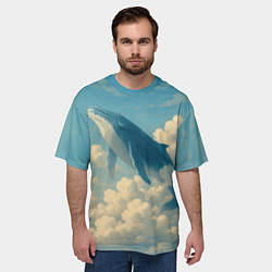 Футболка оверсайз мужская Кит в облаках, цвет: 3D-принт — фото 2