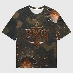 Футболка оверсайз мужская Объемные буквы ВМФ и якорь, цвет: 3D-принт