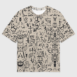 Футболка оверсайз мужская Иероглифы маори, цвет: 3D-принт