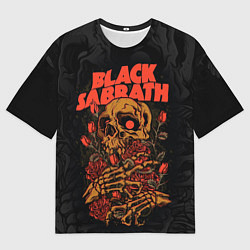 Футболка оверсайз мужская Black Sabbath skeleton with roses, цвет: 3D-принт