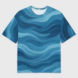 Футболка оверсайз мужская Камуфляжные синие волны, цвет: 3D-принт