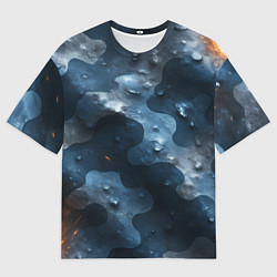 Мужская футболка оверсайз Синий камуфляж с каплями