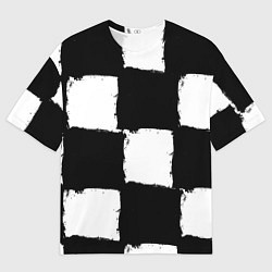 Мужская футболка оверсайз Черные квадраты в виде шахматной доски