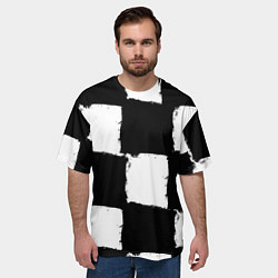 Футболка оверсайз мужская Черные квадраты в виде шахматной доски, цвет: 3D-принт — фото 2