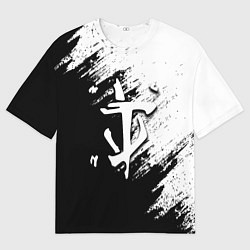 Мужская футболка оверсайз Doom штрихи красок черные