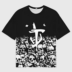 Мужская футболка оверсайз Doom черепа
