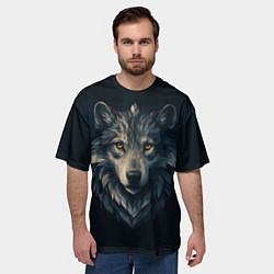 Футболка оверсайз мужская Пиксельная голова волка, цвет: 3D-принт — фото 2