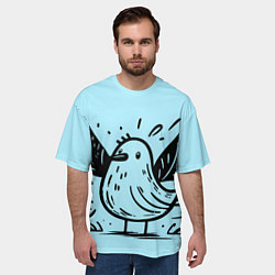 Футболка оверсайз мужская Чайка в стиле скетча, цвет: 3D-принт — фото 2