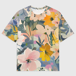 Мужская футболка оверсайз Цветы цветочки