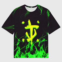 Мужская футболка оверсайз Doom кислотное лого