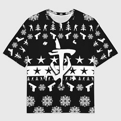 Мужская футболка оверсайз Doom x csgo winter