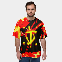 Футболка оверсайз мужская Doom огненный, цвет: 3D-принт — фото 2