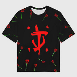Мужская футболка оверсайз Doom rose pattern