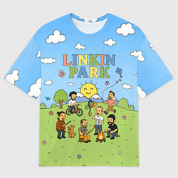 Мужская футболка оверсайз Linkin Park мультяшный стиль на поляне