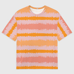 Мужская футболка оверсайз Полосы зигзагообразные оранжево-розовые