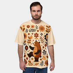 Футболка оверсайз мужская Мишка пляшет, цвет: 3D-принт — фото 2