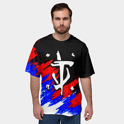 Футболка оверсайз мужская Doom триколор краски, цвет: 3D-принт — фото 2