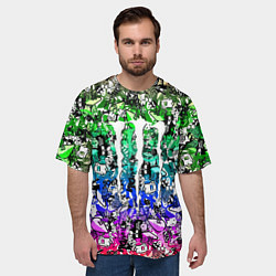 Футболка оверсайз мужская Monster energy стикеры, цвет: 3D-принт — фото 2