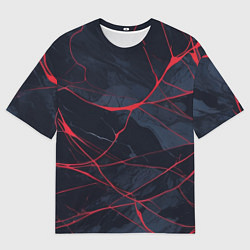 Футболка оверсайз мужская Мраморные узоры из переплетений красных линий, цвет: 3D-принт