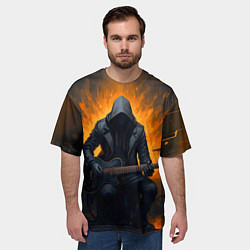 Футболка оверсайз мужская Гитарист играющий в пламени, цвет: 3D-принт — фото 2