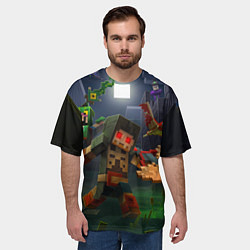 Футболка оверсайз мужская Майнкрафт - темная ночь, цвет: 3D-принт — фото 2