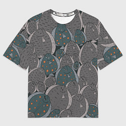 Мужская футболка оверсайз Камбала паттерн