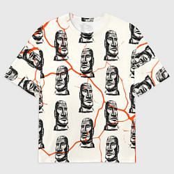 Футболка оверсайз мужская Статуи моаи, цвет: 3D-принт