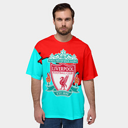 Футболка оверсайз мужская Liverpool краски текстура штрихи, цвет: 3D-принт — фото 2
