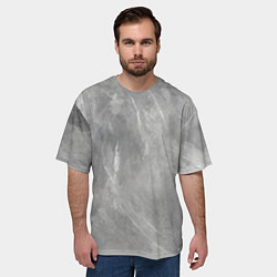 Футболка оверсайз мужская Абстракция - rare white strokes on gray, цвет: 3D-принт — фото 2