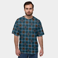 Футболка оверсайз мужская Сине-черный узорчатый паттерн, цвет: 3D-принт — фото 2