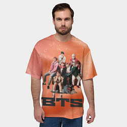 Футболка оверсайз мужская BTS фотка на диване, цвет: 3D-принт — фото 2