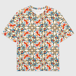 Футболка оверсайз мужская Орнамент с лошадью - символом Нового 2026 года, цвет: 3D-принт