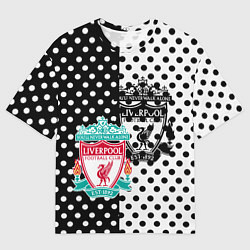 Футболка оверсайз мужская Liverpool черно белые точки, цвет: 3D-принт