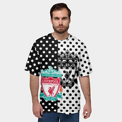 Футболка оверсайз мужская Liverpool черно белые точки, цвет: 3D-принт — фото 2