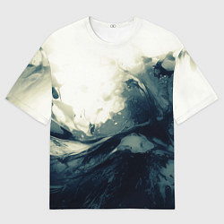 Футболка оверсайз мужская Чёрно-синие абстрактные краски, цвет: 3D-принт