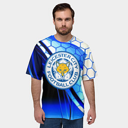 Футболка оверсайз мужская Лестер сити броня соты, цвет: 3D-принт — фото 2