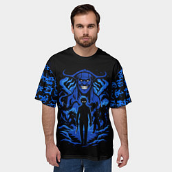 Футболка оверсайз мужская Поднятие уровня в одиночку с иероглифами, цвет: 3D-принт — фото 2