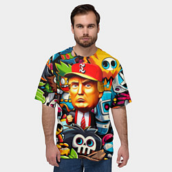 Футболка оверсайз мужская Дональд Трамп в компании мультяшных персонажей, цвет: 3D-принт — фото 2