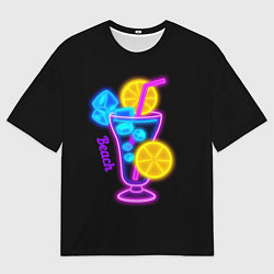 Футболка оверсайз мужская Night beach, цвет: 3D-принт