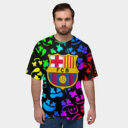 Футболка оверсайз мужская Барселона x Маршмэллоу неоновый градиент, цвет: 3D-принт — фото 2