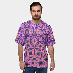 Футболка оверсайз мужская Фиолетовая геометрическая метаморфоза, цвет: 3D-принт — фото 2