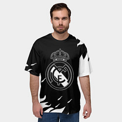 Футболка оверсайз мужская Реал Мадрид белый огонь, цвет: 3D-принт — фото 2