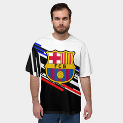 Футболка оверсайз мужская Barcelona полосы текстура спорт, цвет: 3D-принт — фото 2