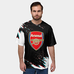 Футболка оверсайз мужская Арсенал краски глитч текстура, цвет: 3D-принт — фото 2
