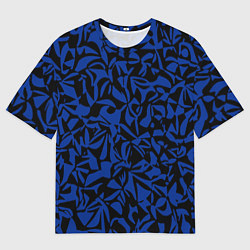 Футболка оверсайз мужская Чёрно-синий паттерн абстрактный, цвет: 3D-принт