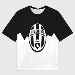 Футболка оверсайз мужская Ювентус черно белая геометрия, цвет: 3D-принт