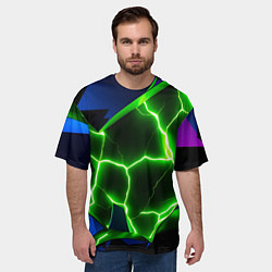 Футболка оверсайз мужская Neon green glow, цвет: 3D-принт — фото 2