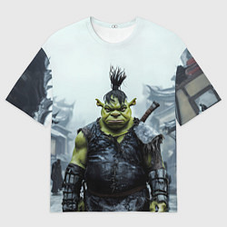 Футболка оверсайз мужская Шрек панк в доспехах, цвет: 3D-принт