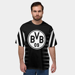 Футболка оверсайз мужская Ювентус геометрия полосы, цвет: 3D-принт — фото 2