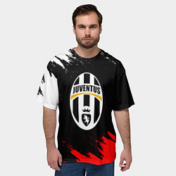 Футболка оверсайз мужская Ювентус краски текстура, цвет: 3D-принт — фото 2